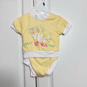 Vintage Butter Yellow Two Piece Baby Outfit